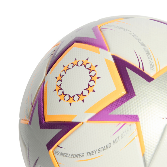 Piłka nożna adidas UCL Womens League 26/27 League Stage biało-pomarańczowo-srebrna KE5142