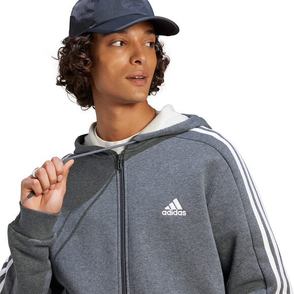 Bluza męska adidas Essentials Fleece 3-Stripes Full-Zip szara IJ6480