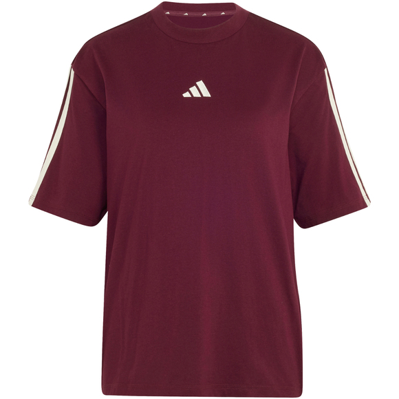 Koszulka damska adidas Essentials 3-Stripes Boyfriend bordowa KX0793