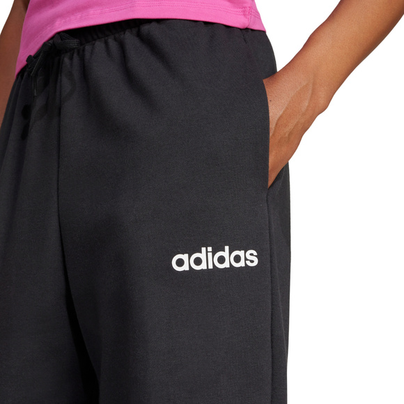 Spodnie damskie adidas Essentials Linear French Terry Cuffed czarne JC5948