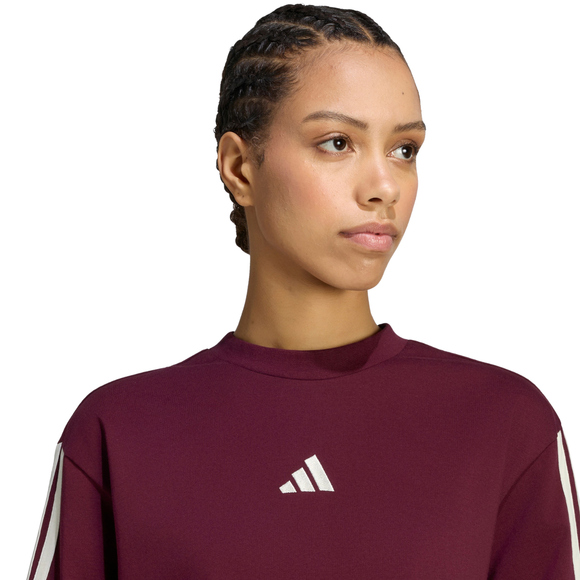 Koszulka damska adidas Essentials 3-Stripes Boyfriend bordowa KX0793