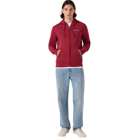 Bluza męska Champion Hooded Full Zip Sweatshirt czerwona 221794 RS508