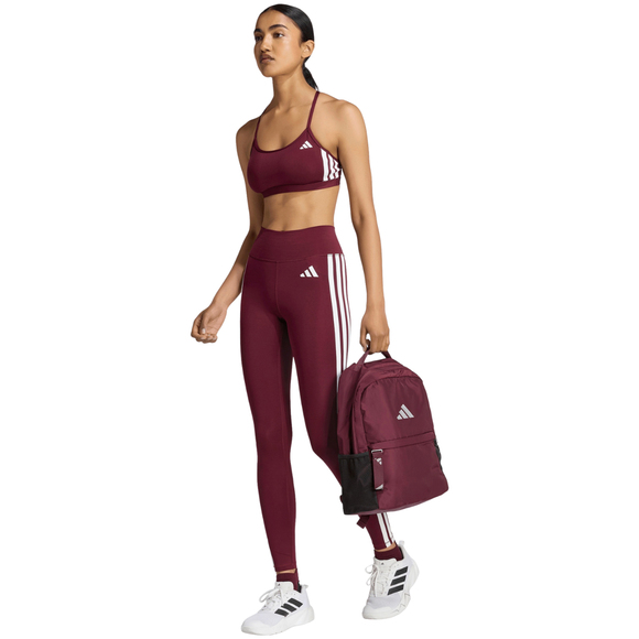 Legginsy damskie adidas Optime Essentials Workout 3-Stripes 7/8 bordowe KT3772