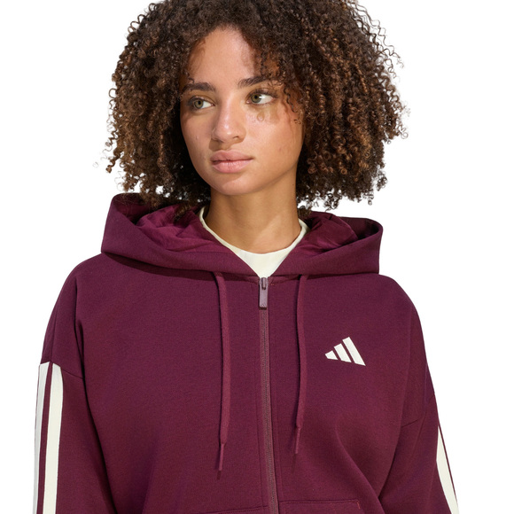 Bluza damska adidas Essentials 3-Stripes Full-Zip bordowa KX0785