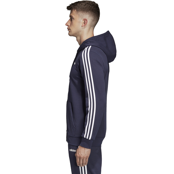 Bluza męska adidas Essentials 3 Stripes FZ FT granatowa DU0471