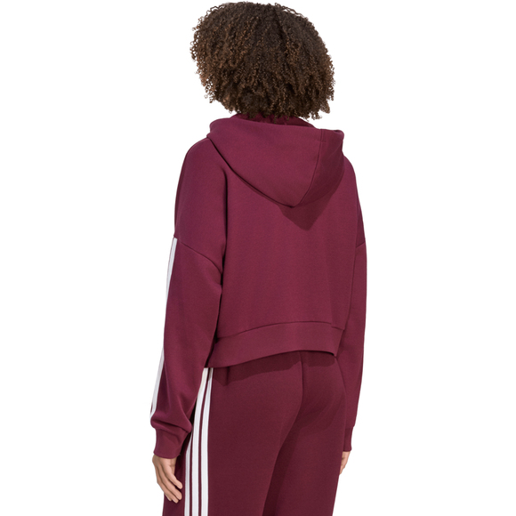 Bluza damska adidas Essentials 3-Stripes French Terry Quarter-Zip bordowa KF8316