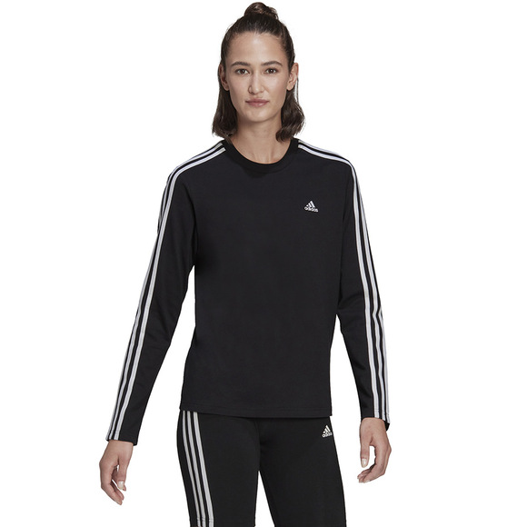 Koszulka damska adidas Essentials 3-Stripes Long Sleeve czarno-biała HF7261