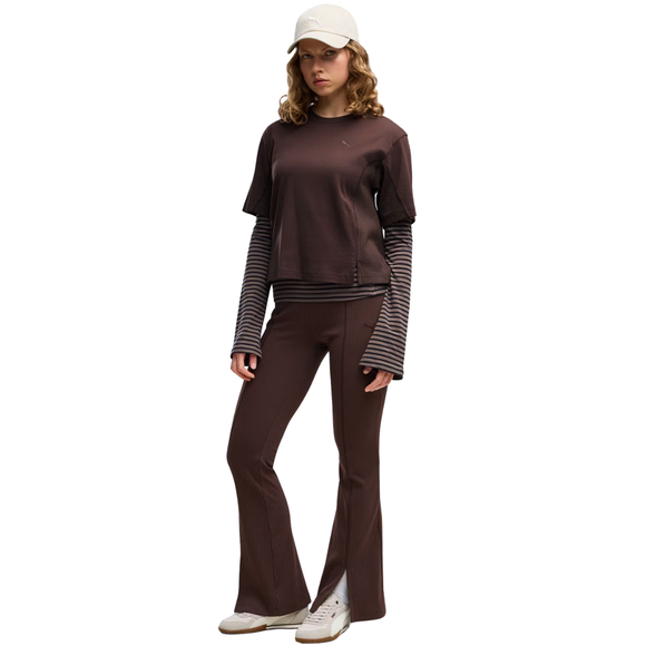 Legginsy damskie Puma Rib Flared brązowe 694028 33
