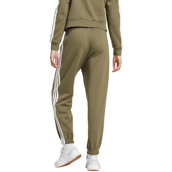 Spodnie damskie adidas Essentials 3-Stripes Fleece Loose-Fit oliwkowe JX7698