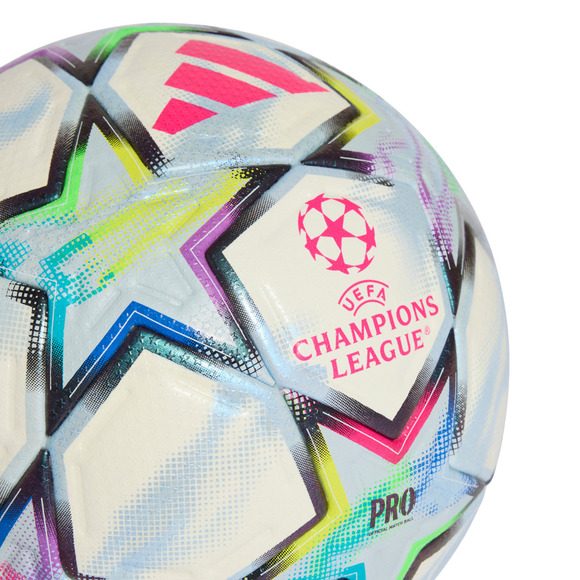 Piłka nożna adidas UCL Pro 26/27 League Stage biało-błękitna / kolorowa KE9757