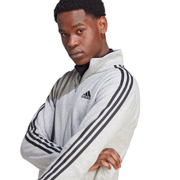 Dres męski adidas Basic 3-Stripes Fleece szaro-czarny IA3073