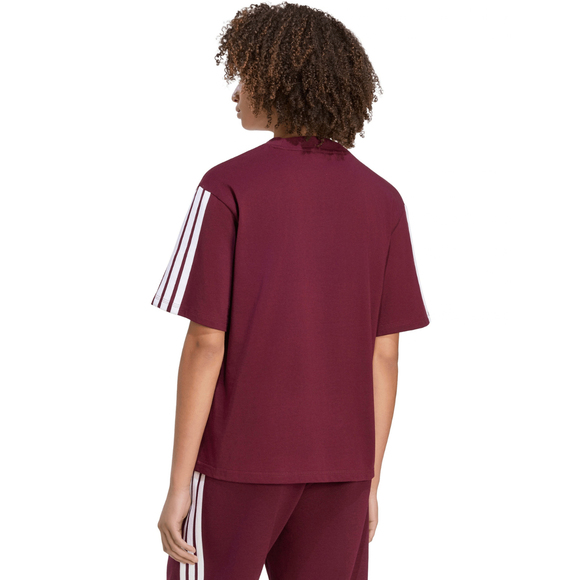 Koszulka damska adidas Essentials 3-Stripes Boyfriend bordowa KF6287