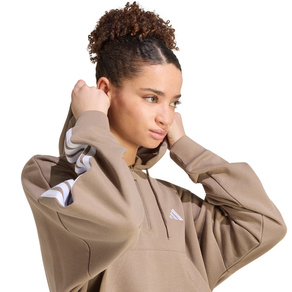 Bluza damska adidas Essentials 3-Stripes French Terry Quarter-Zip beżowa KF8315   