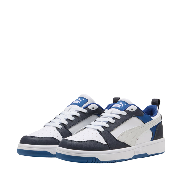 Buty dla dzieci Puma Rebound V6 Lo Mid biało-niebieskie 393833 28