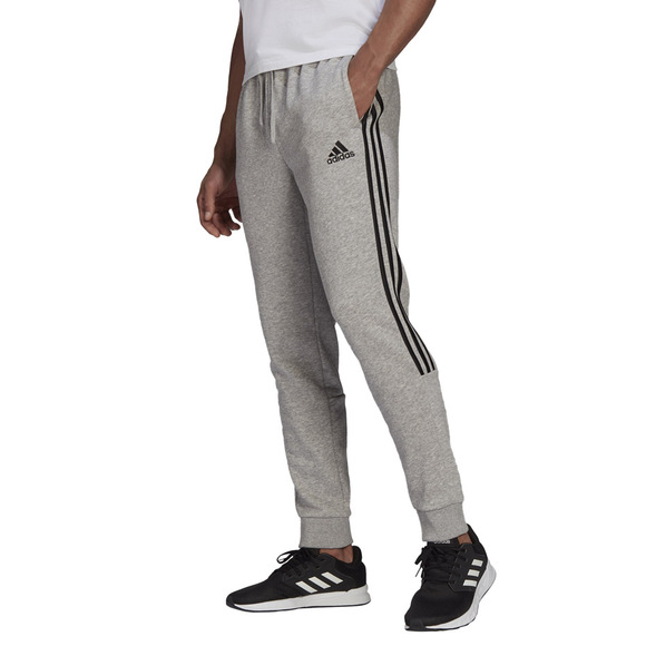 Spodnie męskie adidas Essentials Tapered Cuff 3 Stripes szare GK8976