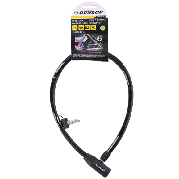 Zapięcie rowerowe Dunlop cable lock 4mm 65 cm 4ass 29252