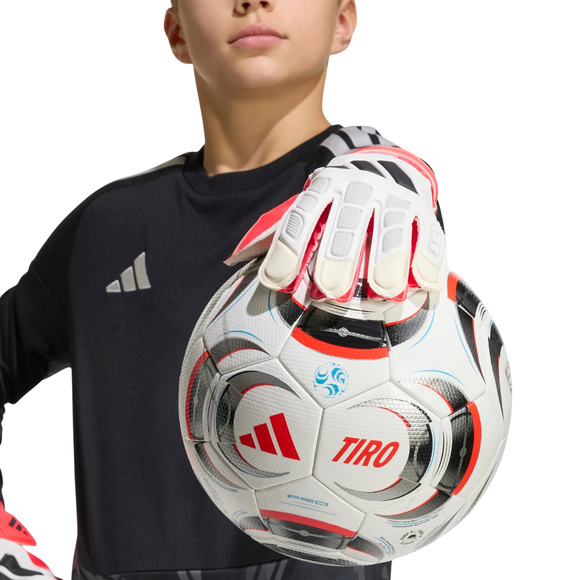 Rękawice bramkarskie dla dzieci adidas Predator Training biało-czerwone KA7792