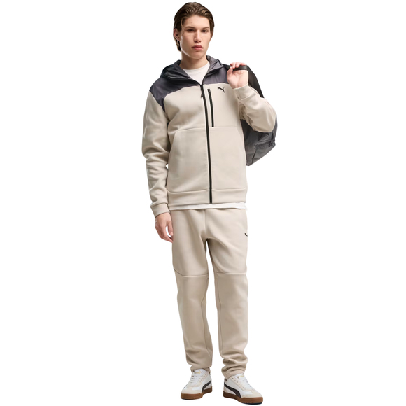 Bluza męska Puma Tech Material Mix Full-Zip Hoodie beżowa 694490 82