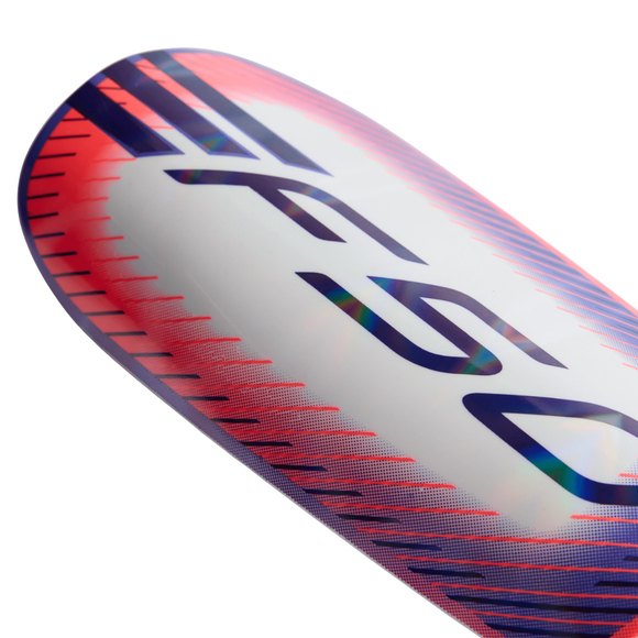 Ochraniacze piłkarskie adidas F50 EU Club biało-fioletowo-pomarańczowe KE5202