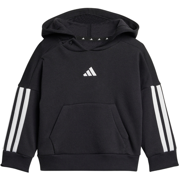 Dres dla dzieci adidas Essentials Joggers 3 Stripes Fleece Hoodie czarny JD6484