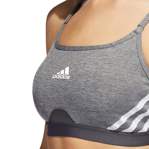 Stanik damski adidas Aeroreact Training Light-Support 3-Stripes Bra ciemnoszary HC7870