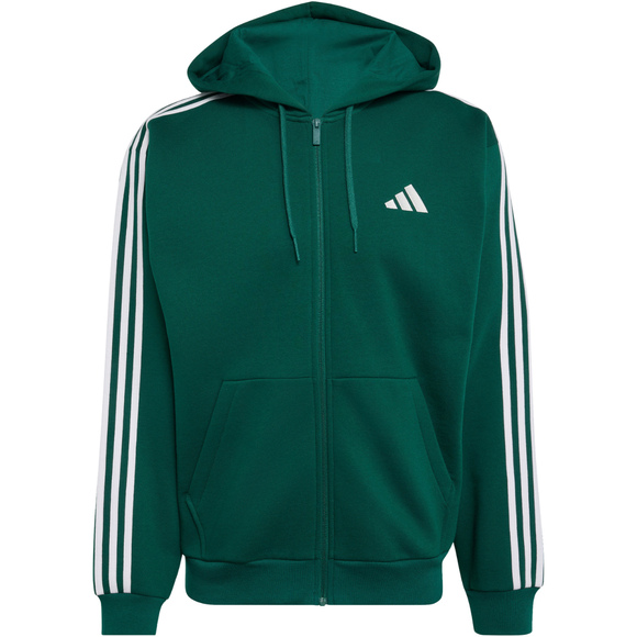 Bluza męska adidas Essentials 3-Stripes Fleece Full-Zip Hoodie zielona KZ1412
