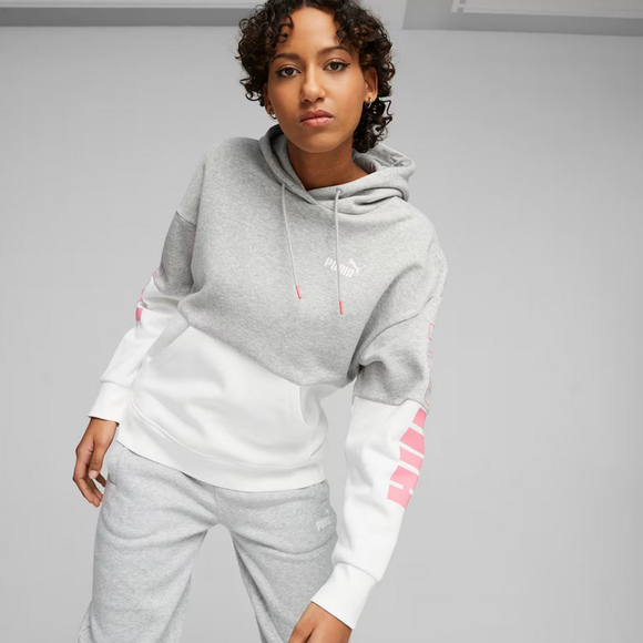 Bluza damska Puma Power Colorblock Hoodie FL szaro-biała 676023 04