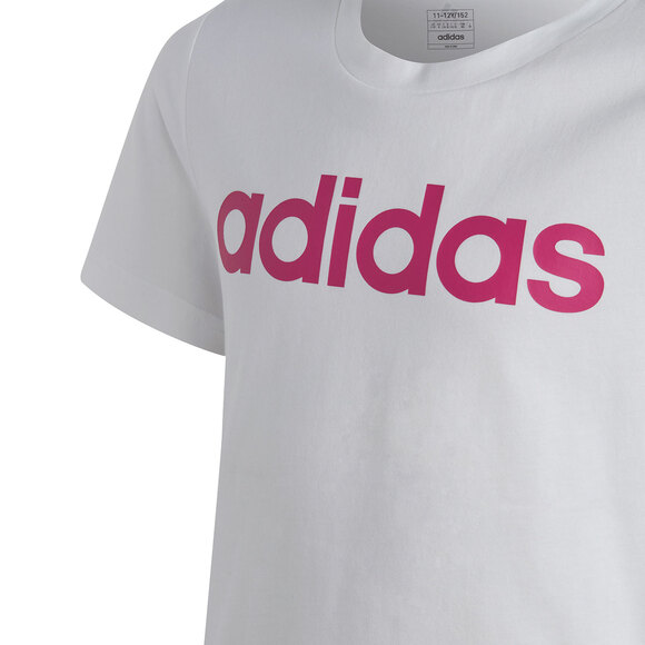 Koszulka dla dzieci adidas Essentials Linear Logo Cotton Slim Fit Tee biała IC3150