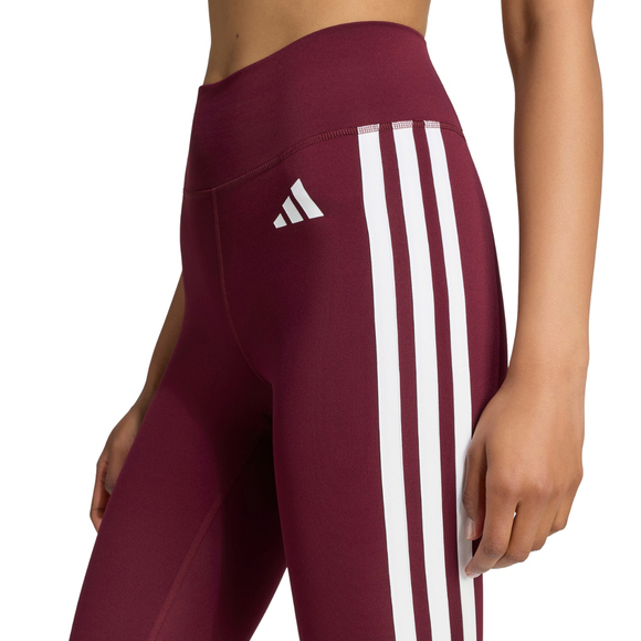 Legginsy damskie adidas Optime Essentials Workout 3-Stripes 7/8 bordowe KT3772