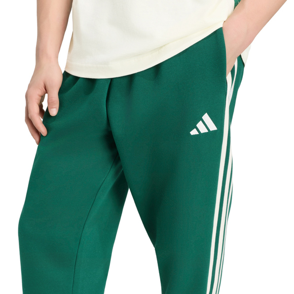 Spodnie męskie adidas Essentials 3-Stripes Fleece Tapered Cuffed zielone KY4129