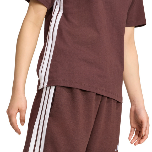 Koszulka damska adidas Essentials 3-Stripes Cotton brązowa JX7621