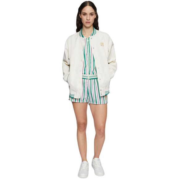 Spodenki damskie Fila Lassance zielono-kremowe FAW1002 13382