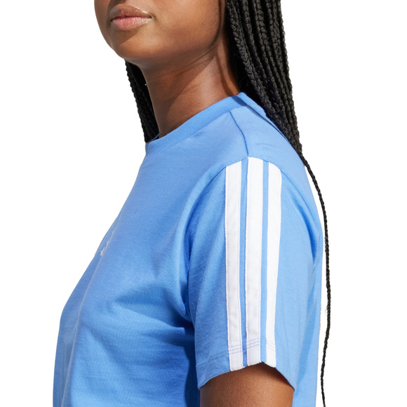 Koszulka damska adidas Essentials 3-Stripes Cotton jasnoniebieska JV7361