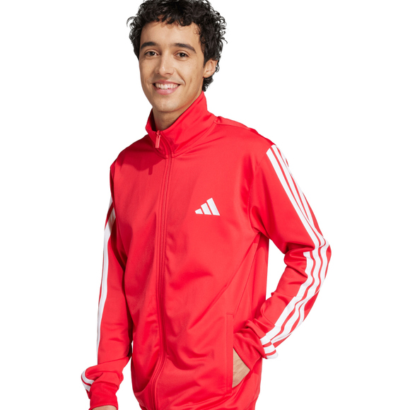 Dres męski adidas Sportswear Basic 3-Stripes Tricot czerwony JX8731