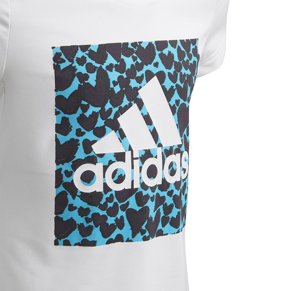 Koszulka dla dzieci adidas G a.r. Gfx Tee biało-niebieska GE0500