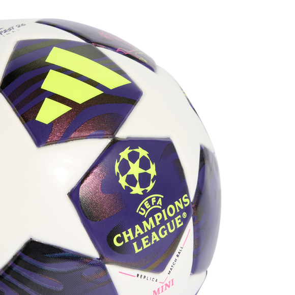 Piłka nożna adidas UCL 25/26 Final Mini biało-fioletowa JX9099