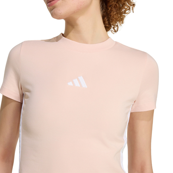 Koszulka damska adidas Essentials 3-Stripes Slim Baby pastelowy róż KD2343