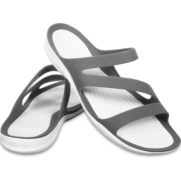 Klapki damskie Crocs Swiftwater Sandal W szaro-białe 203998 06X
