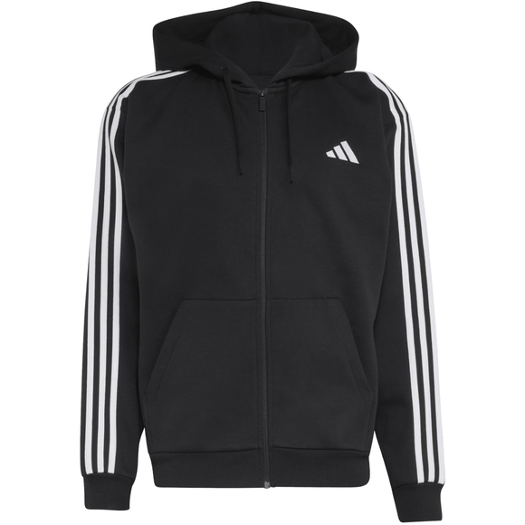 Bluza męska adidas Essentials 3-Stripes Fleece Full-Zip Hoodie czarna KY6559