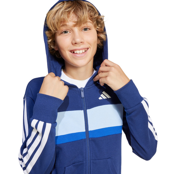 Dres dla dzieci adidas Seasonal Essentials Tiberio 3-Stripes French Terry granatowy JI6035