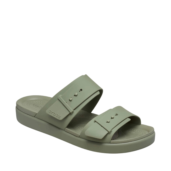 Klapki damskie Crocs Brooklyn Buckle Low zielone 211215 3BX