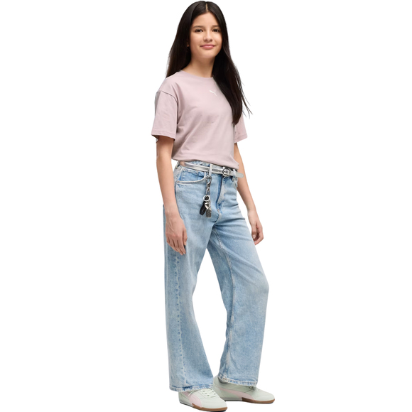 Koszulka dla dzieci Puma Ess Centered Cat Logo Boxy Tee różowa 685131 49