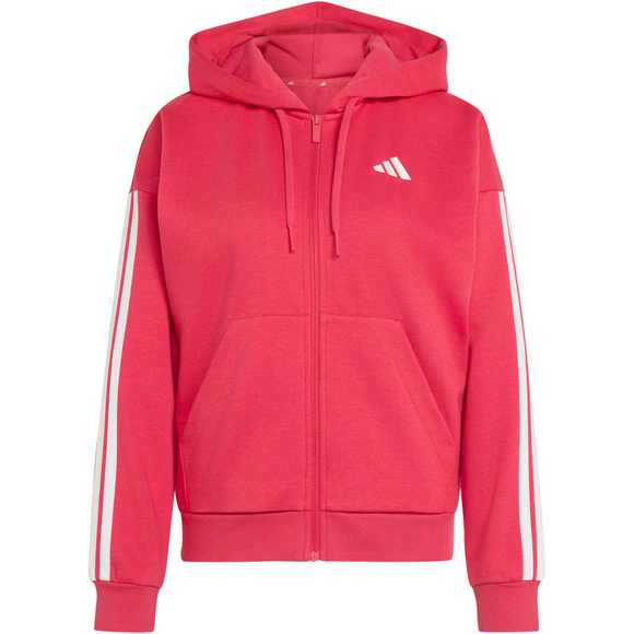 Bluza damska adidas Essentials 3-Stripes Full-Zip Fleece Hoodie różowa KF6272
