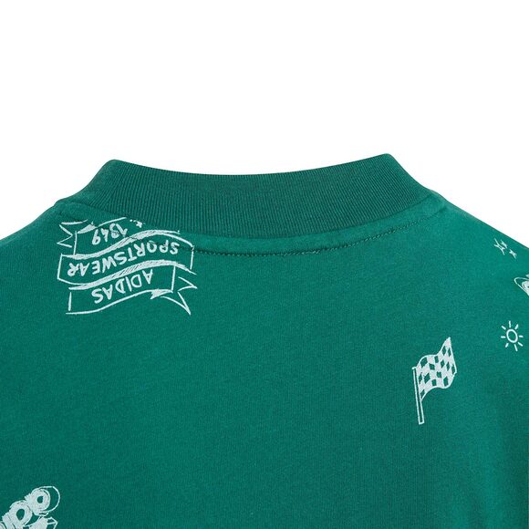 Koszulka dla dzieci adidas Brand Love Allover Print zielona IA1562