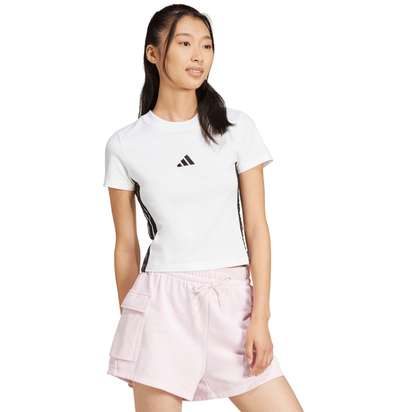Koszulka damska adidas Essentials 3-Stripes Slim Baby biała JE1239