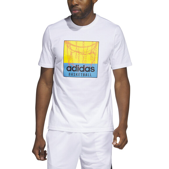 Koszulka męska adidas Chain Net Basketball Graphic Tee biała IC1861