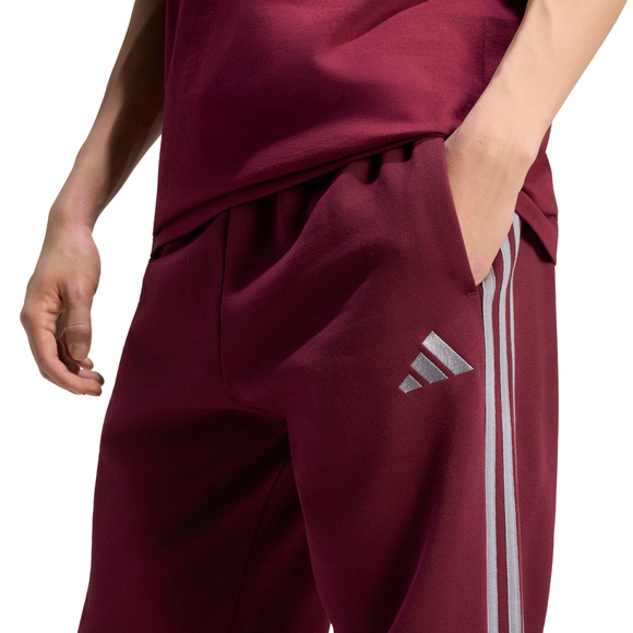 Spodnie męskie adidas Essentials 3-Stripes Fleece Tapered Cuffed bordowe KY4134