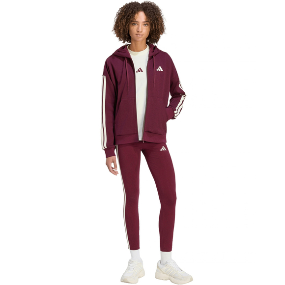 Bluza damska adidas Essentials 3-Stripes Full-Zip bordowa KX0785