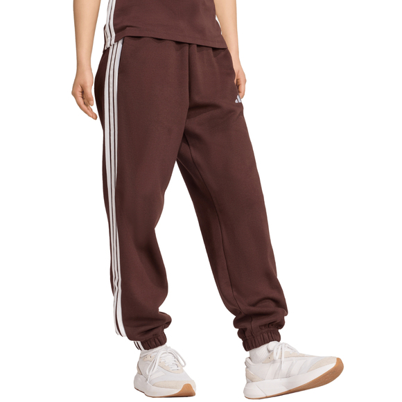 Spodnie damskie adidas Essentials 3-Stripes Fleece Loose-Fit brązowe JY3069
