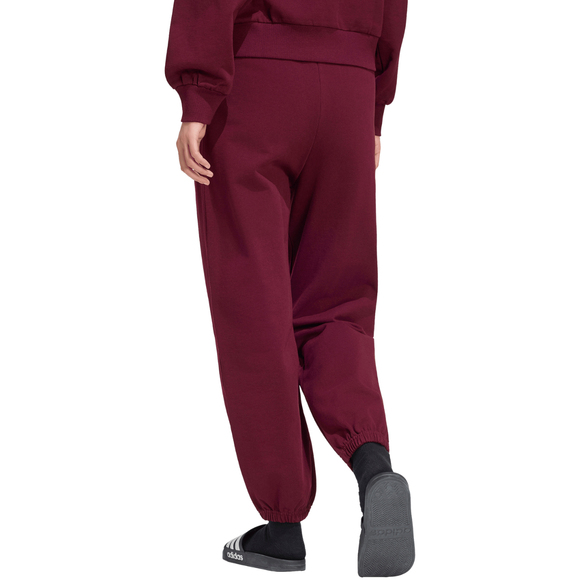 Spodnie damskie adidas Kit Small Logo Regular Cuffed bordowe KU7936